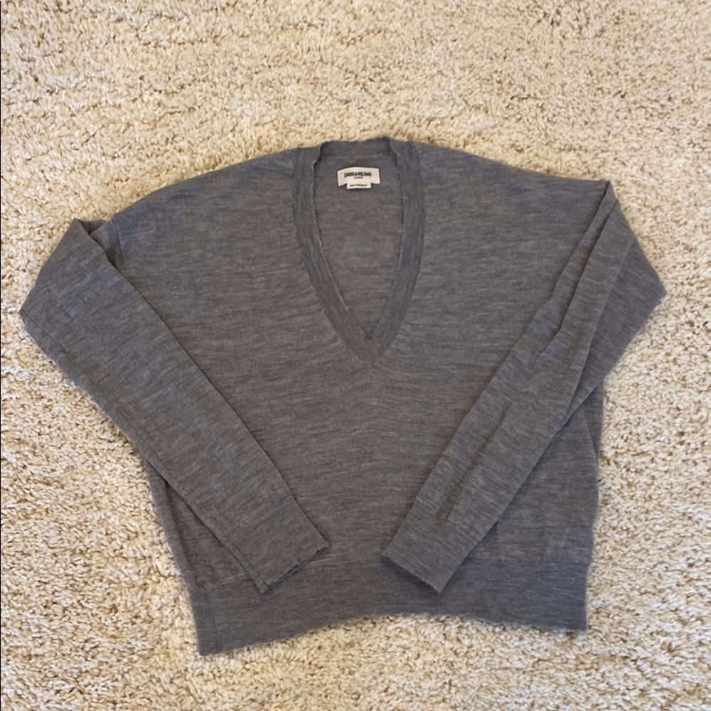 Zadig & Voltaire Moreno wool Gray V-Neck Sweater